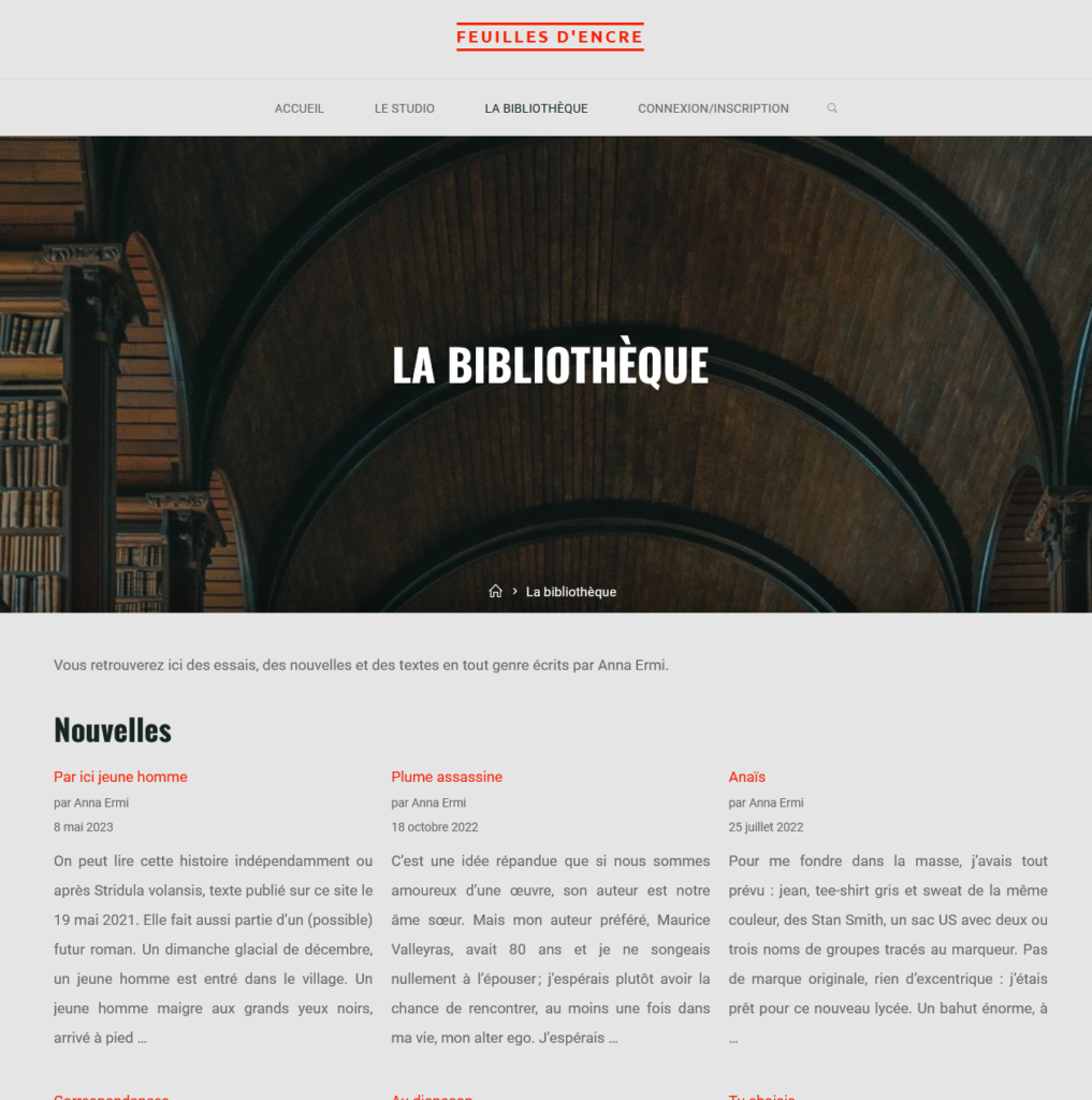 Bibliothèque Feuilles d'encre